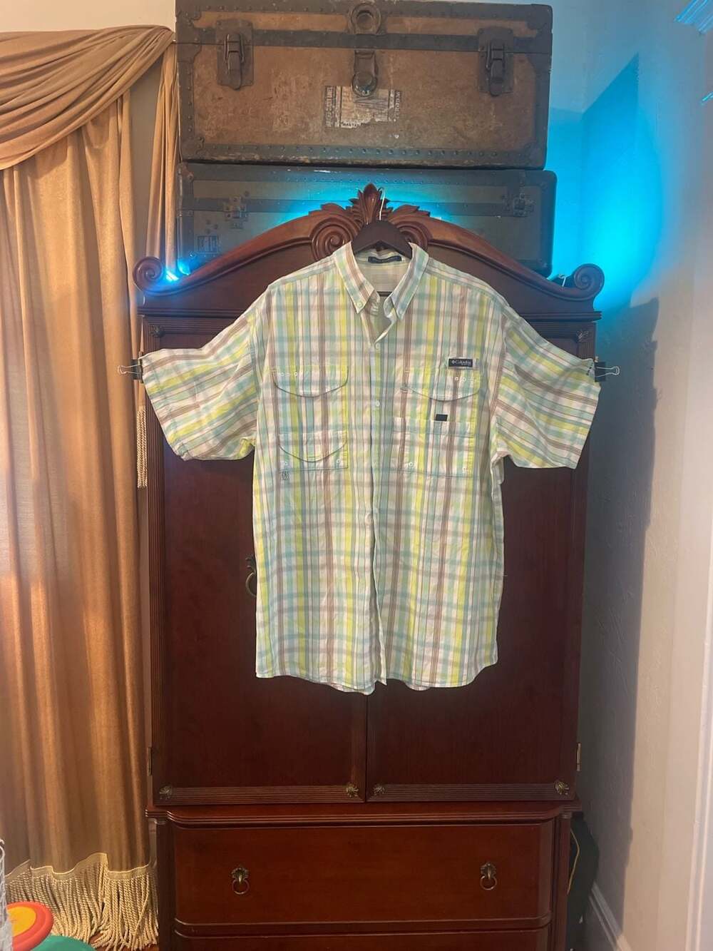 Columbia PFG Super Bonehead Short Sleeve Plaid Fishing Shirt